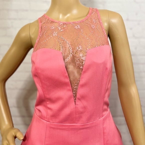 ARDEN B PINK Peplum Knee length dress with lace inset Vintage Y2K Size M Nwt - Picture 10 of 12